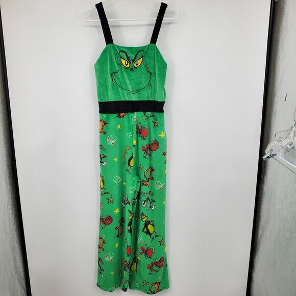 The Grinch Dr. Seuss Velvet Velour Grinch Graphic One Piece Jumpsuit Outfit Med - Picture 1 of 5